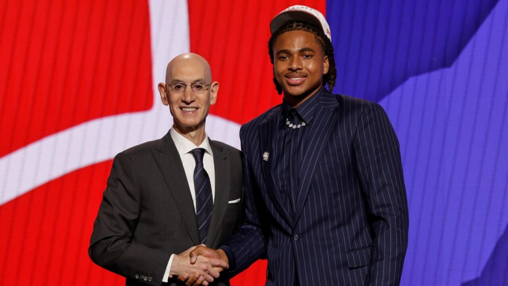NBA Comissioner Adam Silver and an NBA Draft Pick
